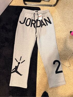 Jordan Gray Sweatpants with Black Logo & Graphics